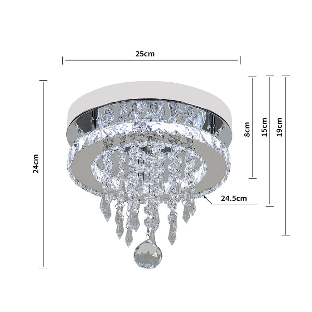 Modern Round Crystal Ceiling Light with Droplets Living and Home