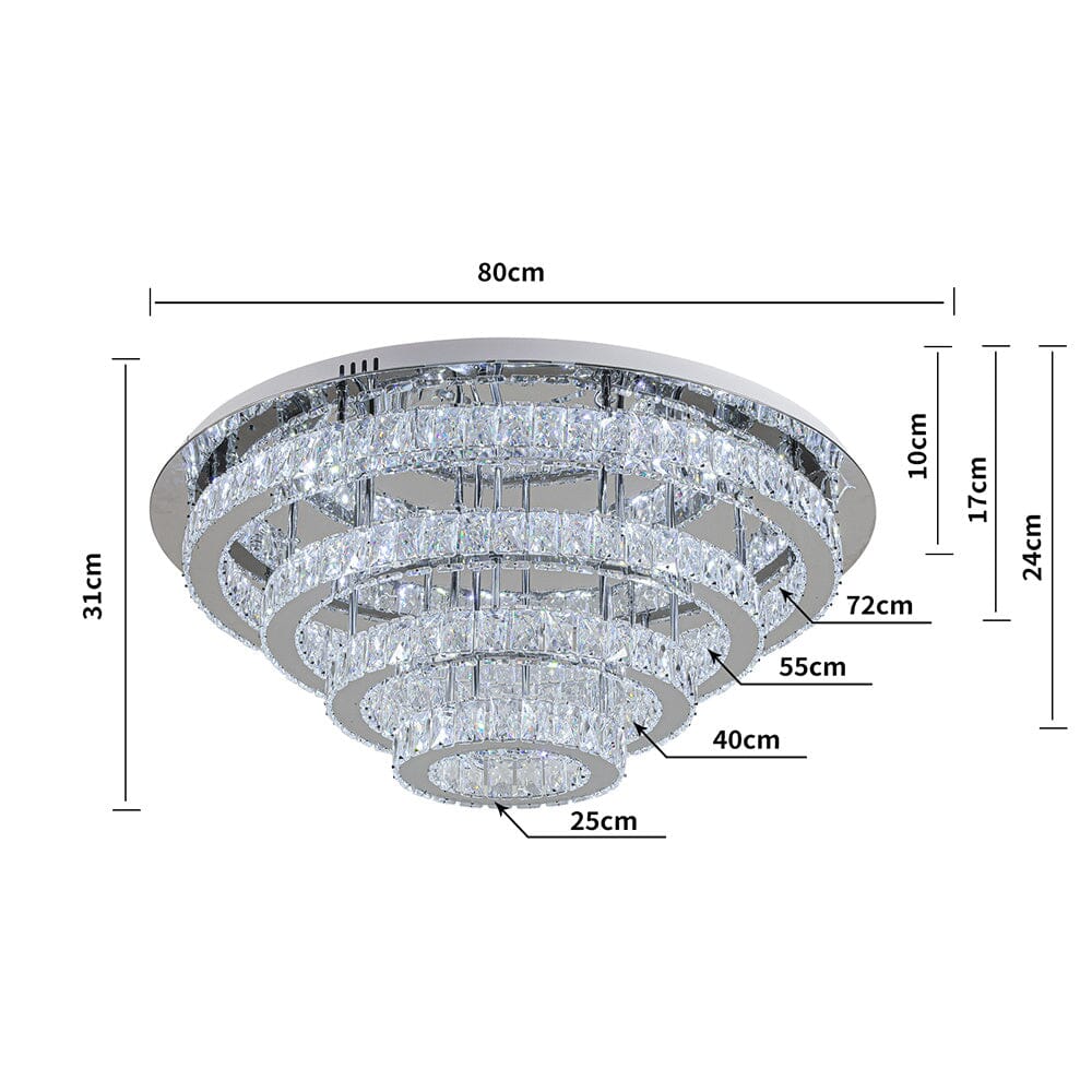 4-Tier Chic Crystal Flush Mount Ceiling Light Living and Home