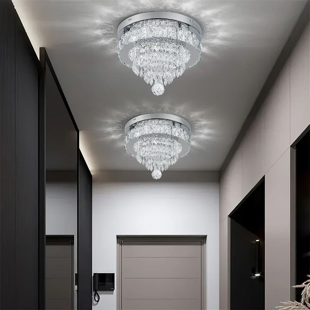 Elegant Crystal Round Ceiling Light Living and Home