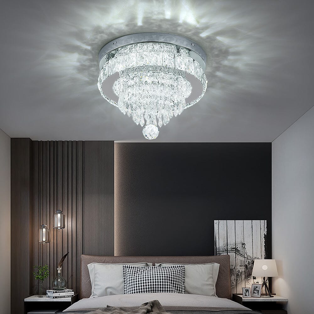 Elegant Crystal Round Ceiling Light Living and Home