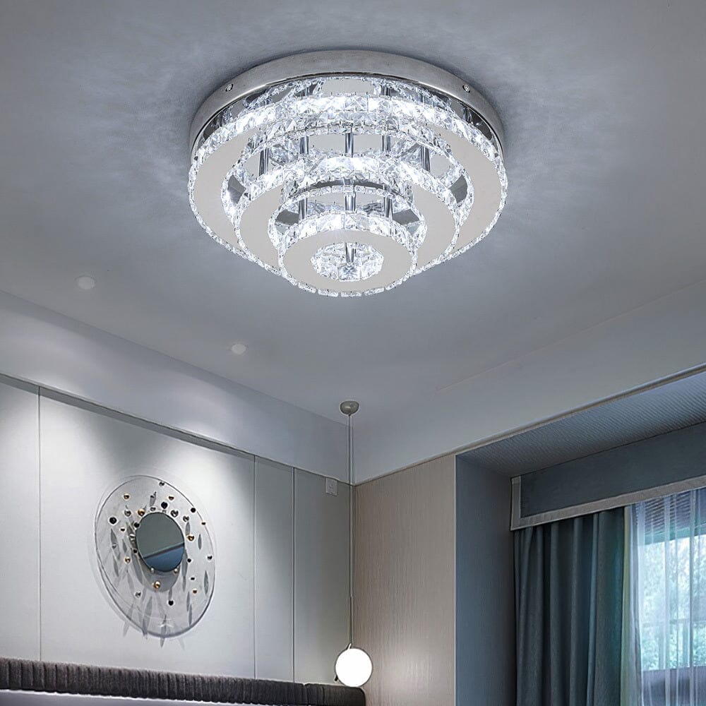 3-Tier Chic Crystal Ceiling Light with Chrome Finish Living and Home