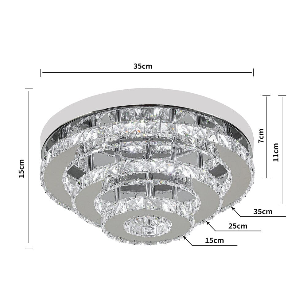 3-Tier Chic Crystal Ceiling Light with Chrome Finish Living and Home
