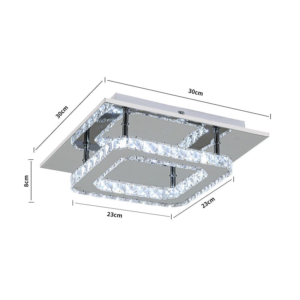 Modern Square Crystal Ceiling Light with Chrome Finish Living and Home