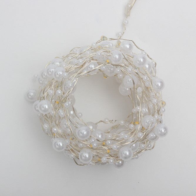 Premium 6-Meter 40-Light Pearl Waterproof Battery-Operated String Lights with Silver Wire Living and Home