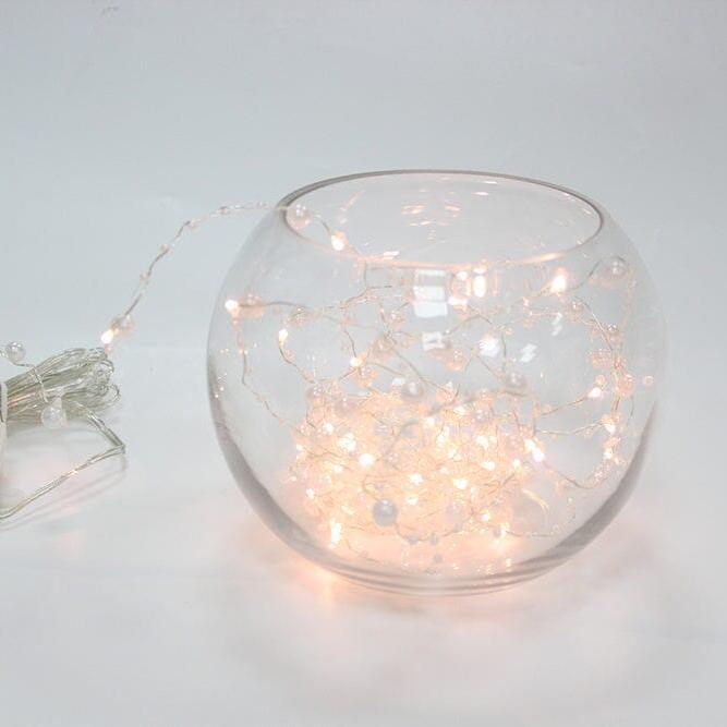 Premium 6-Meter 40-Light Pearl Waterproof Battery-Operated String Lights with Silver Wire Living and Home