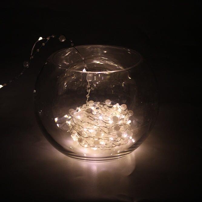 Premium 6-Meter 40-Light Pearl Waterproof Battery-Operated String Lights with Silver Wire Living and Home