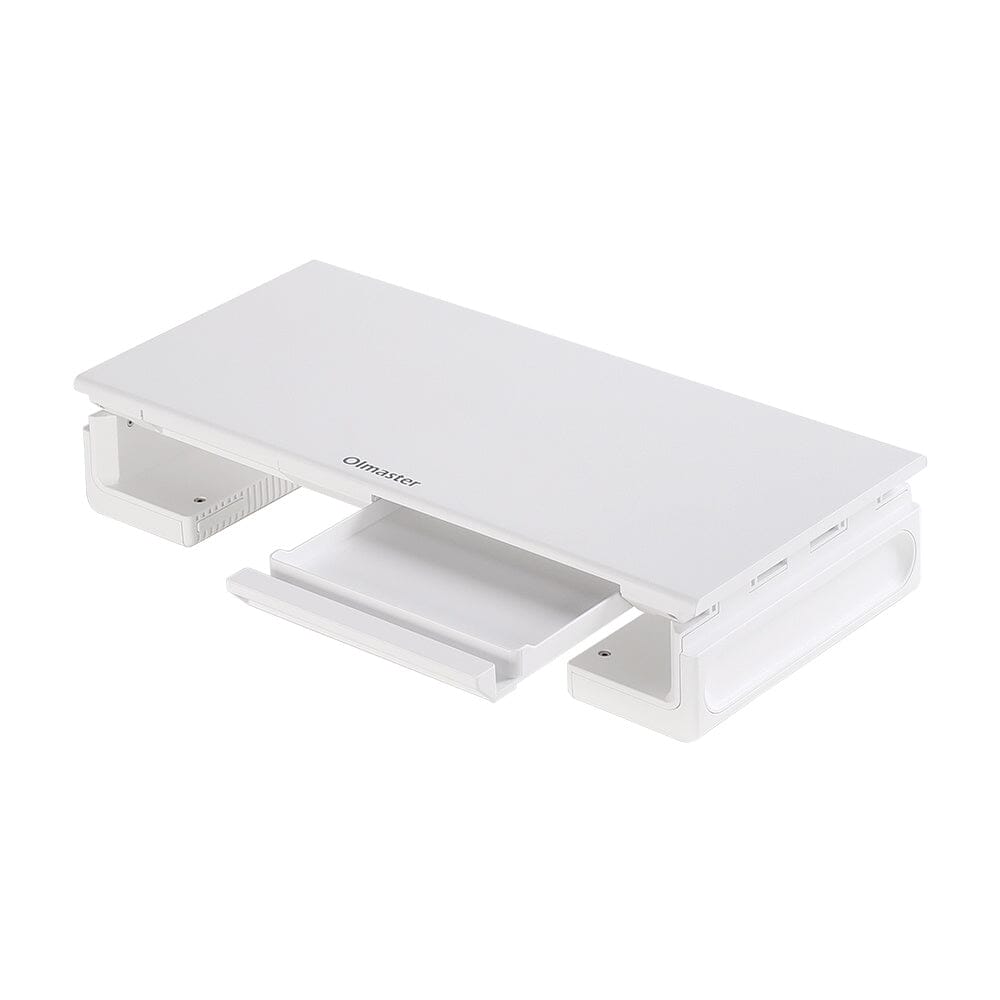 Premium White Desktop Computer Riser with Storage Shelf Living and Home