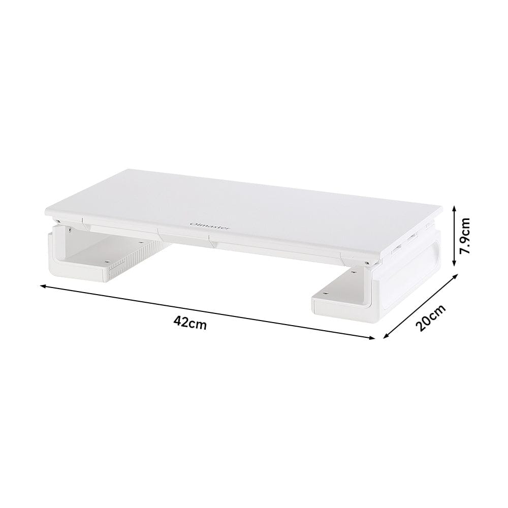 Premium White Desktop Computer Riser with Storage Shelf Living and Home