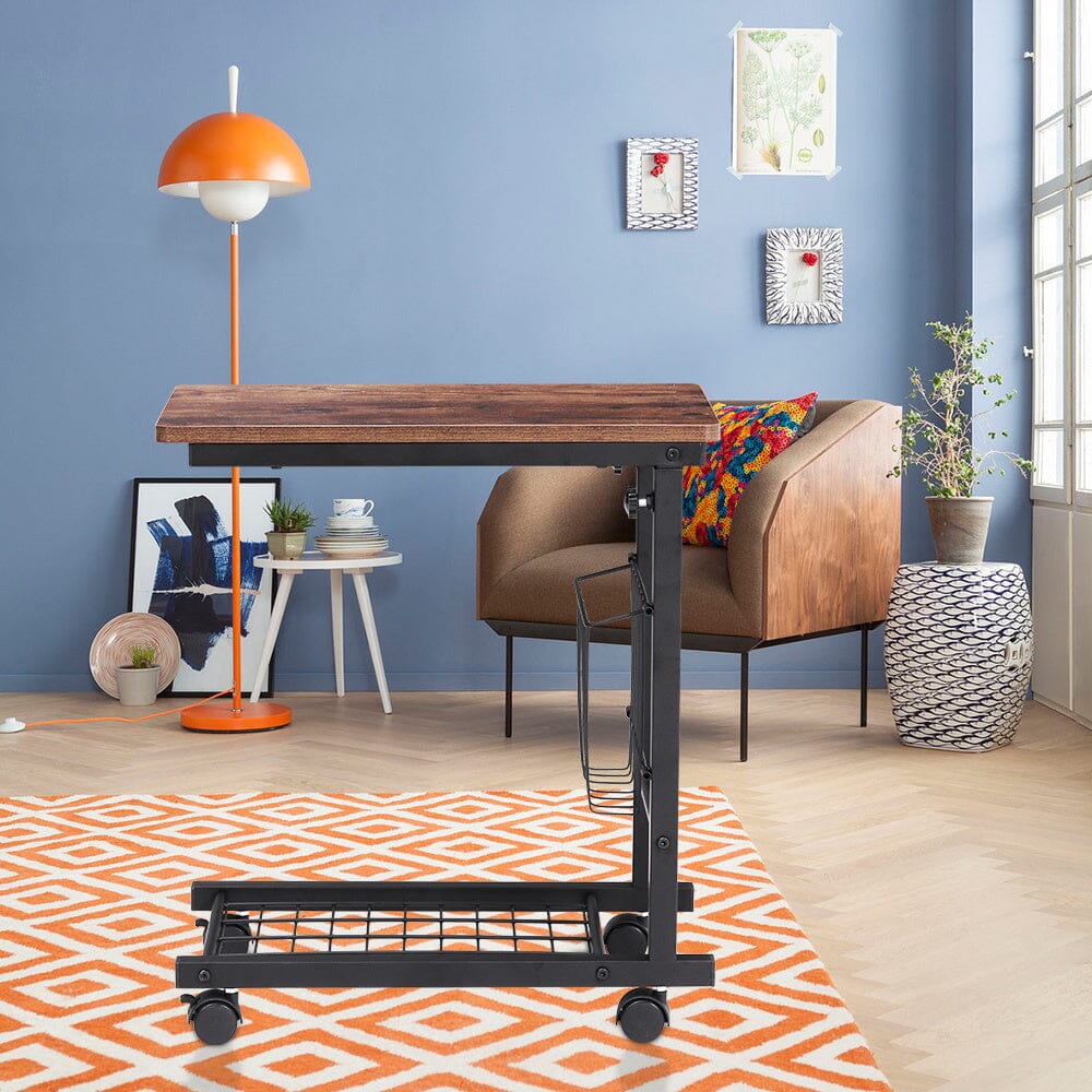 Adjustable Vintage Shaped Side Table with Black Legs Living and Home