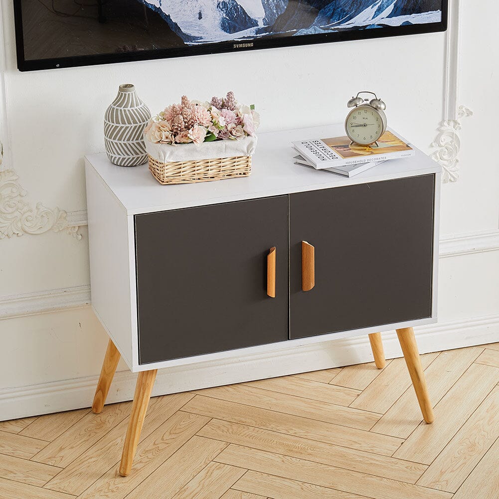 Elegant 2-Door TV Cabinet with Wooden Handles Living and Home