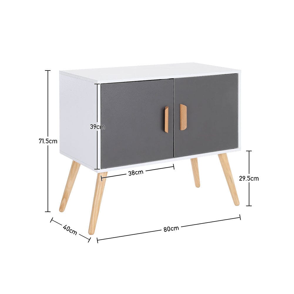 Elegant 2-Door TV Cabinet with Wooden Handles Living and Home