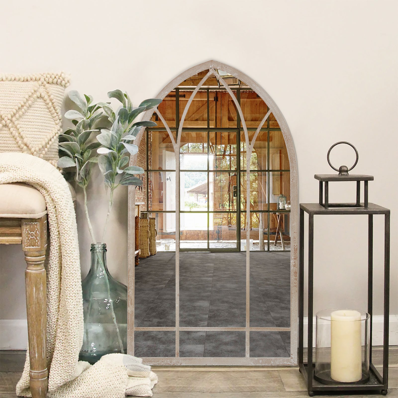 Decorative Metal Arched Garden Window Mirror Garden Mirrors Living and Home