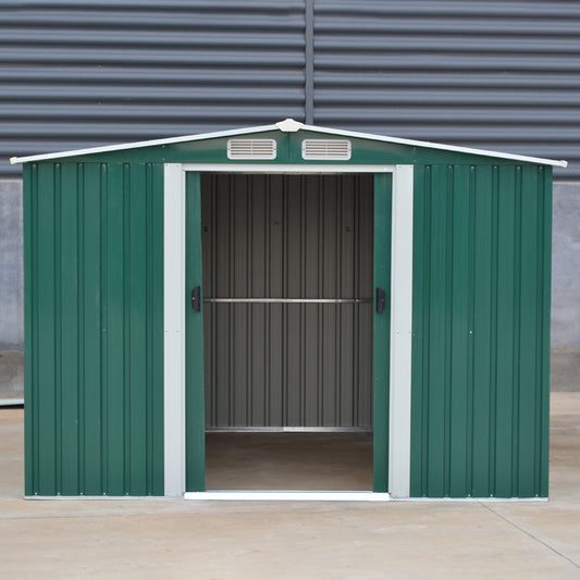 257CM Wide Metal Garden Tools Storage Shed with Gabled Roof Top