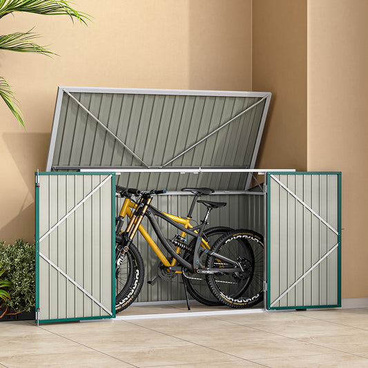 210CM Wide Steel Lockable Garden Bike Shed Bicycle Storage Shed