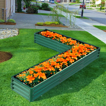 Galvanized Steel L-Shaped Garden Raised Bed Flower Planter