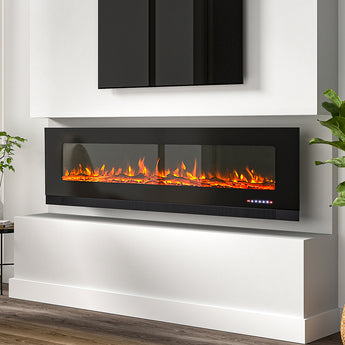 50/60/72 Inch Wall Mounted Electric Fireplace with Colour and Brightness Setting