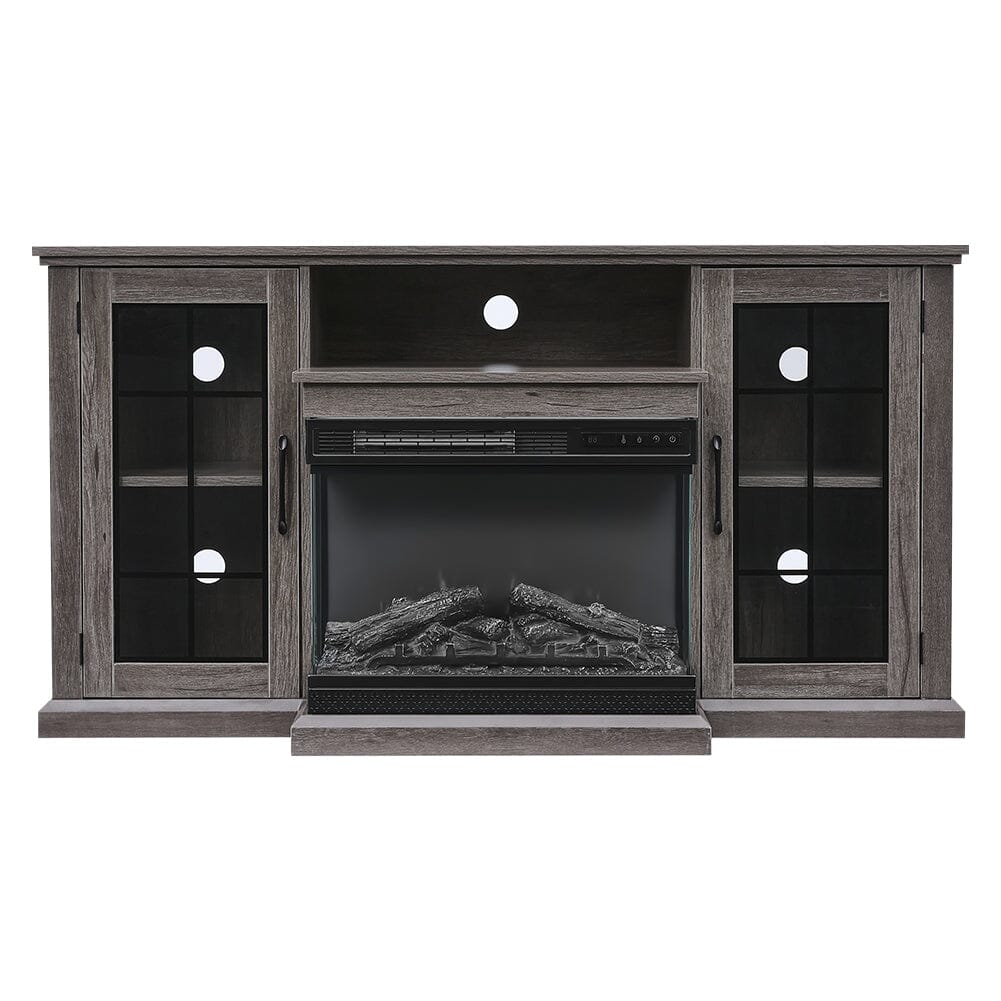 5000BTU Freestanding Fireplaces and Rustic Grey TV Stand 3-Sided Electric Fireplace With Remote Control Freestanding Fireplaces Living and Home