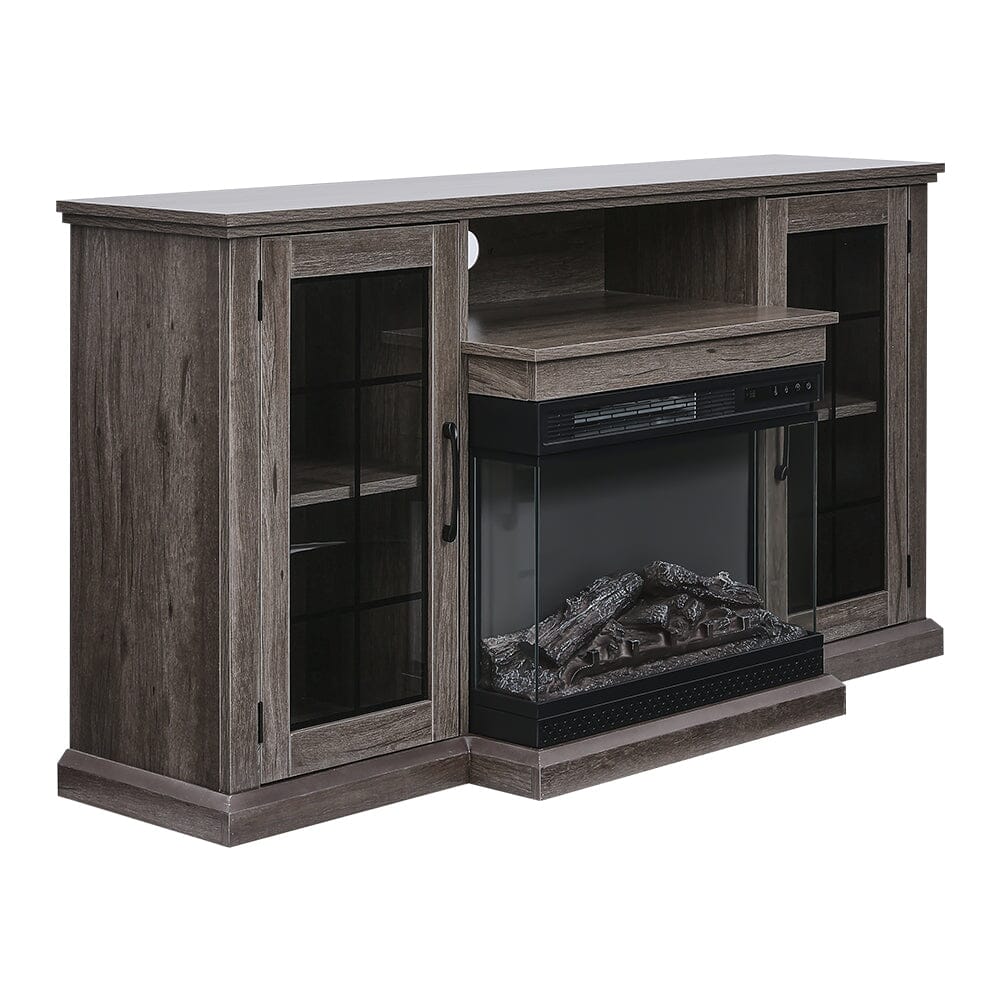 5000BTU Freestanding Fireplaces and Rustic Grey TV Stand 3-Sided Electric Fireplace With Remote Control Freestanding Fireplaces Living and Home