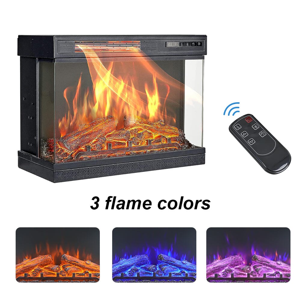 5000BTU Freestanding Fireplaces and Rustic Grey TV Stand 3-Sided Electric Fireplace With Remote Control Freestanding Fireplaces Living and Home