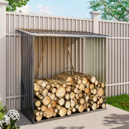 157CM Wide Steel Garden Firewood Log Storage Shed