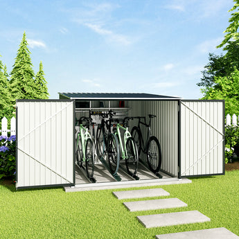 195CM Wide Steel Garden Bike Shed Bicycle Storage Shed