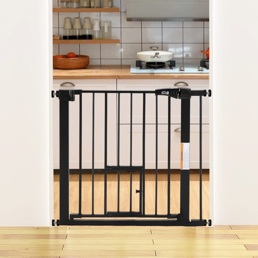 Pet Safety Gate Stair Pressure Fit with Lockable Cat Flap Pet Gates Living and Home