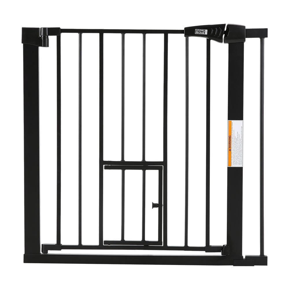 Pet Safety Gate Stair Pressure Fit with Lockable Cat Flap Pet Gates Living and Home