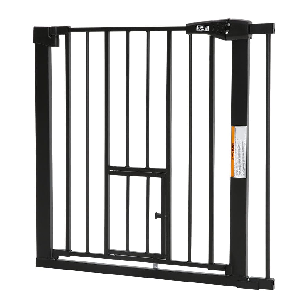 Pet Safety Gate Stair Pressure Fit with Lockable Cat Flap Pet Gates Living and Home