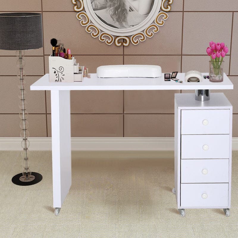 Professional Manicure Table Beauty Salon Nail Station with on Wheels 4 Drawers Dressing Tables Living and Home