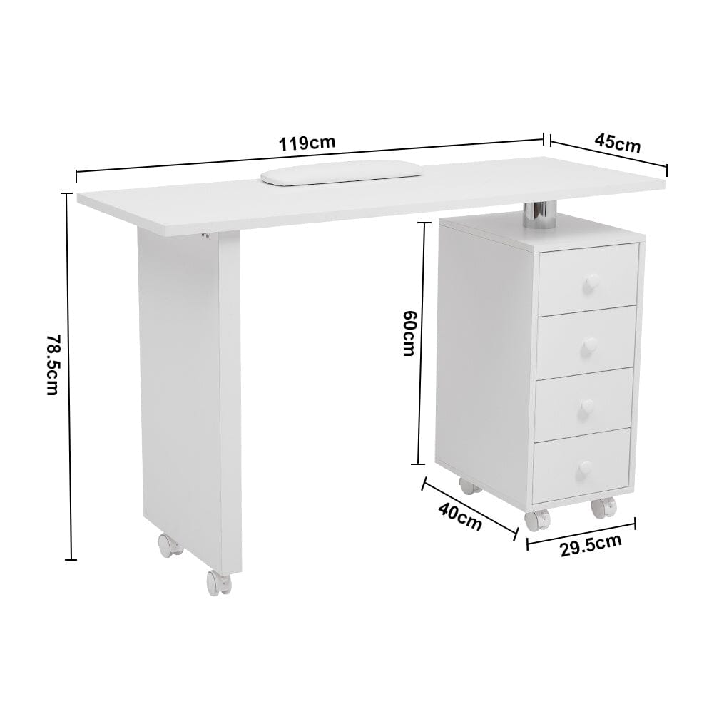 Professional Manicure Table Beauty Salon Nail Station with on Wheels 4 Drawers Dressing Tables Living and Home
