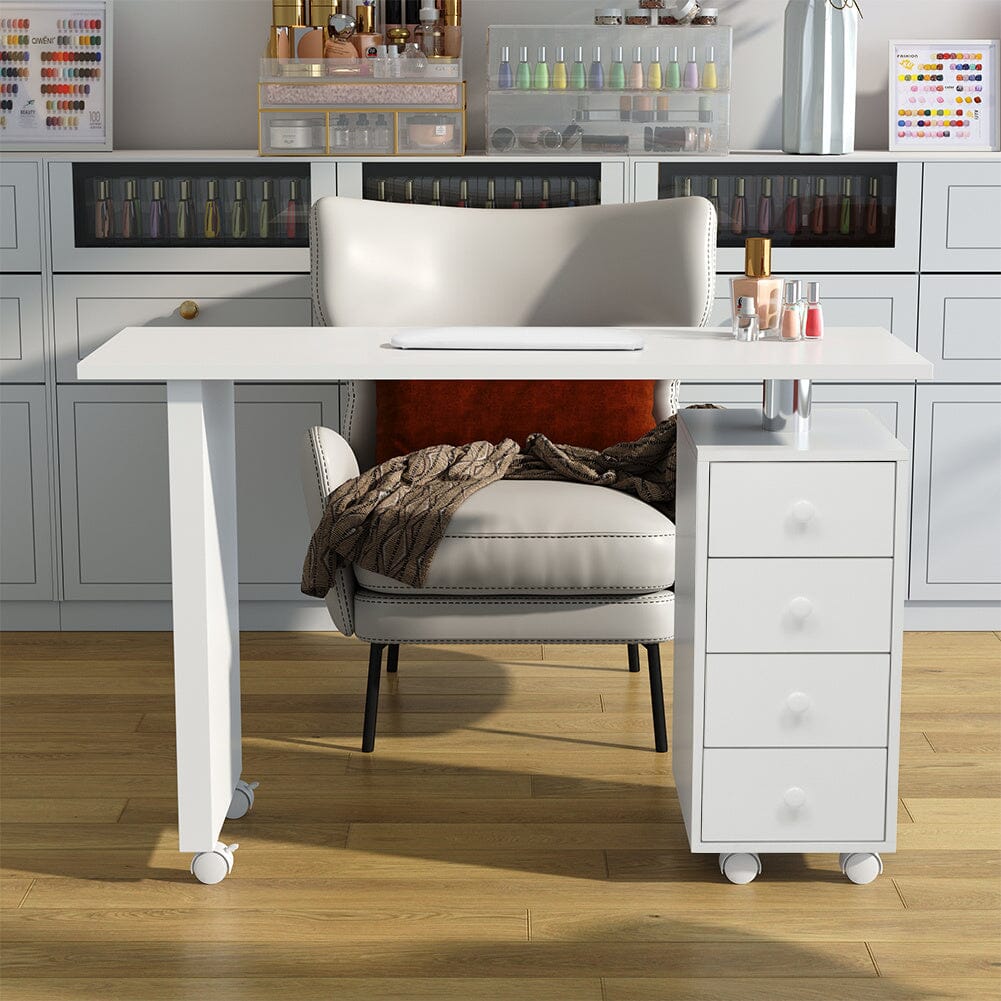 Professional Manicure Table Beauty Salon Nail Station with on Wheels 4 Drawers Dressing Tables Living and Home