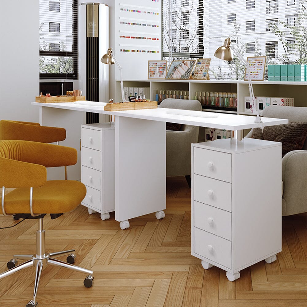 Professional Manicure Table Beauty Salon Nail Station with on Wheels 4 Drawers Dressing Tables Living and Home