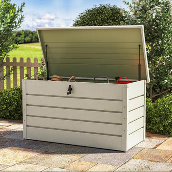 350L Metal Lockable Garden Storage Box Patio Waterproof Box