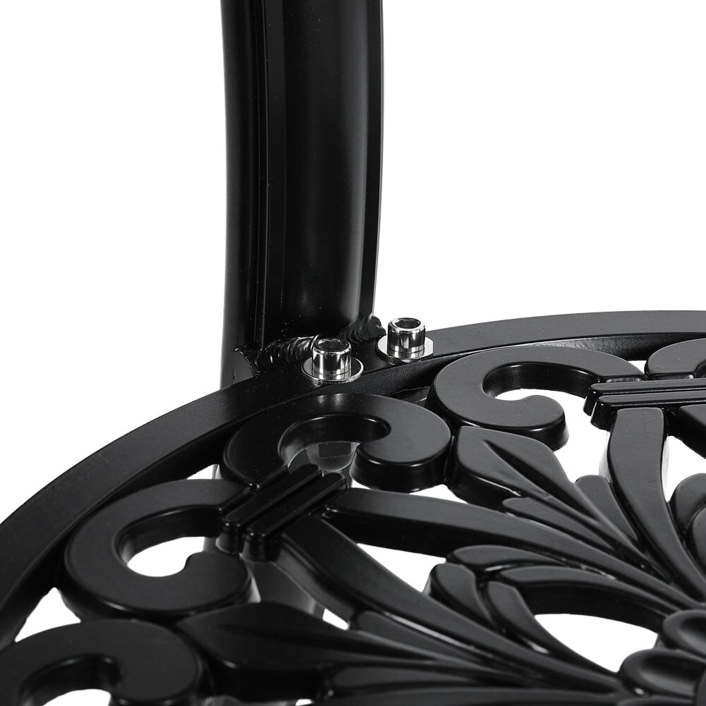 Black Cast Aluminum Round Patio Dining Table with Umbrella Hole Garden Dining Tables Living and Home