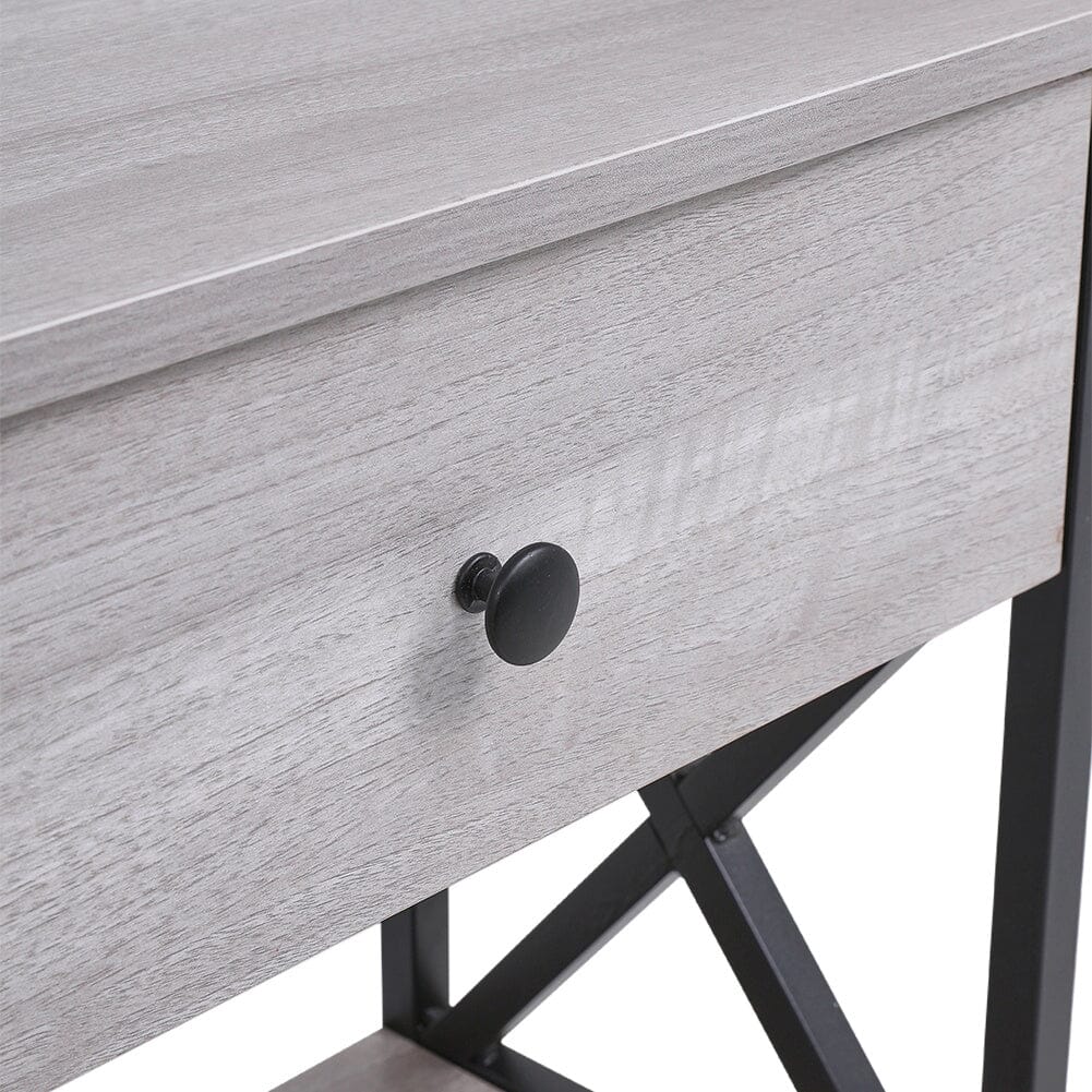 100 cm W Rustic Grey Narrow Wooden Console Table with Drawers Console Tables Living and Home