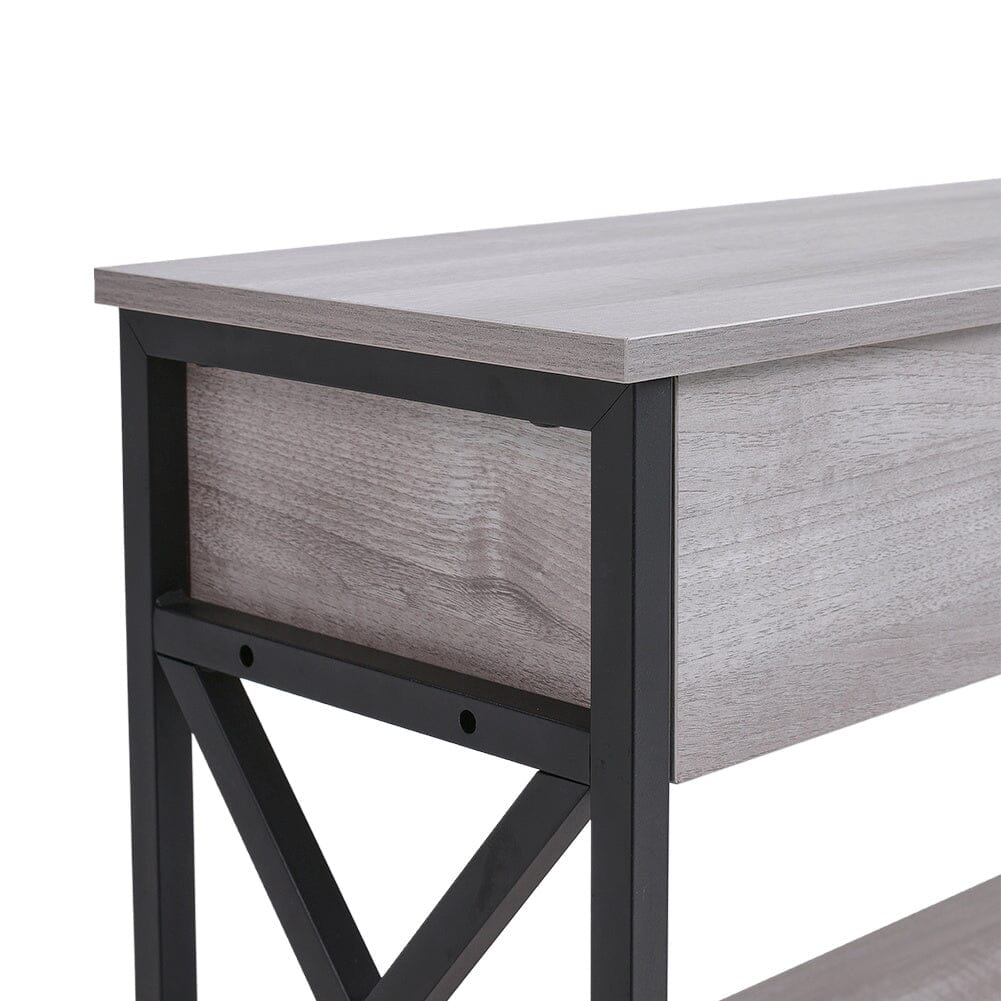 100 cm W Rustic Grey Narrow Wooden Console Table with Drawers Console Tables Living and Home