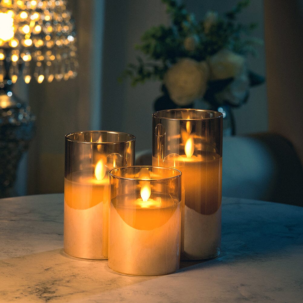 Luxe LED Flickering Flame Candle Set with Remote Living and Home