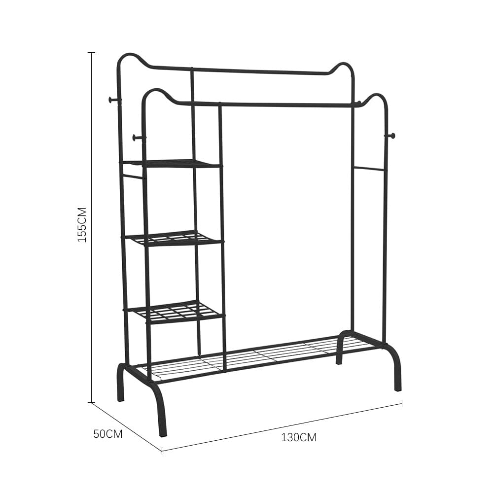 Chic Black Freestanding Multifunctional Coat Rack with Cat-Ear Design Living and Home