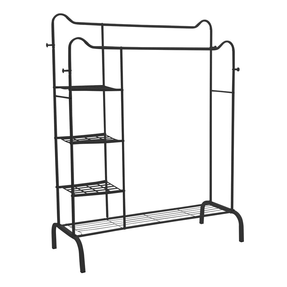 Chic Black Freestanding Multifunctional Coat Rack with Cat-Ear Design Living and Home