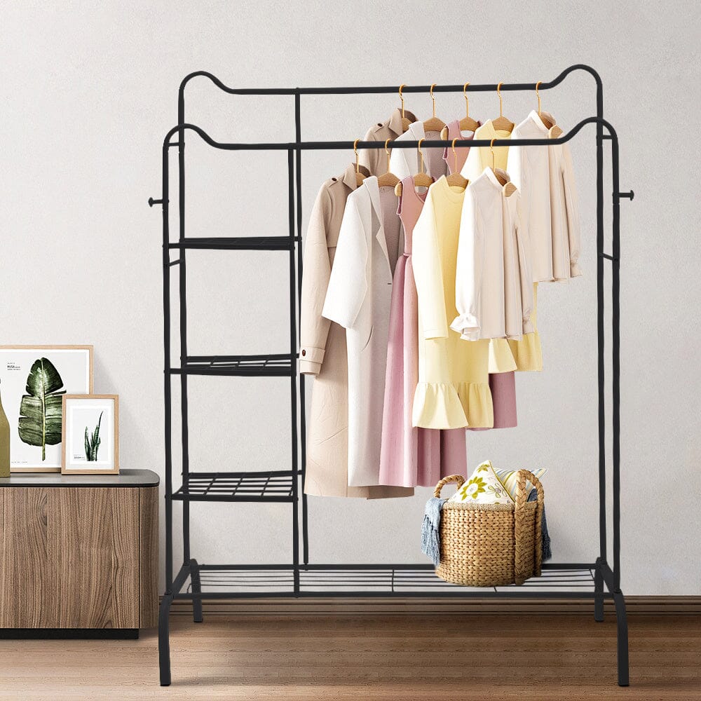 Chic Black Freestanding Multifunctional Coat Rack with Cat-Ear Design Living and Home