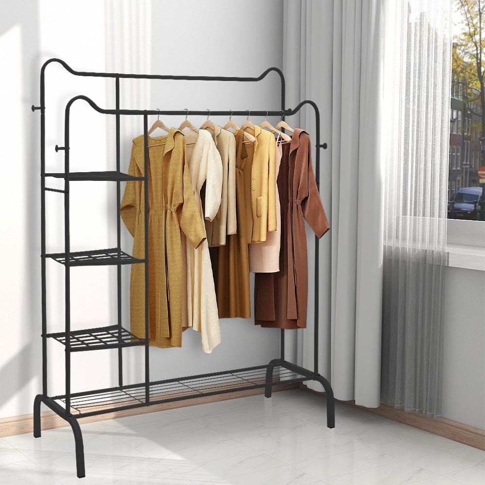 Chic Black Freestanding Multifunctional Coat Rack with Cat-Ear Design Living and Home