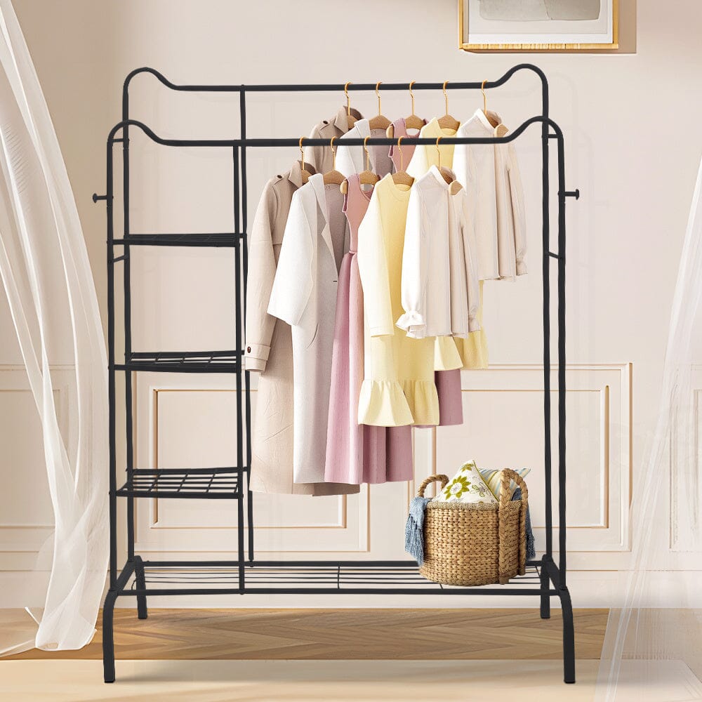 Chic Black Freestanding Multifunctional Coat Rack with Cat-Ear Design Living and Home