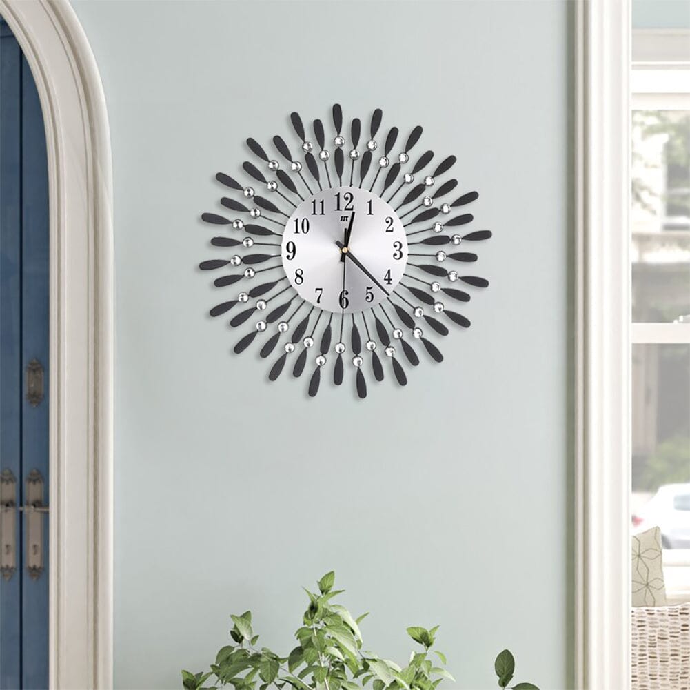 3D Silent Drop Shape Metal Wall Clock with Crystal Wall Decoration Wall Clocks Living and Home