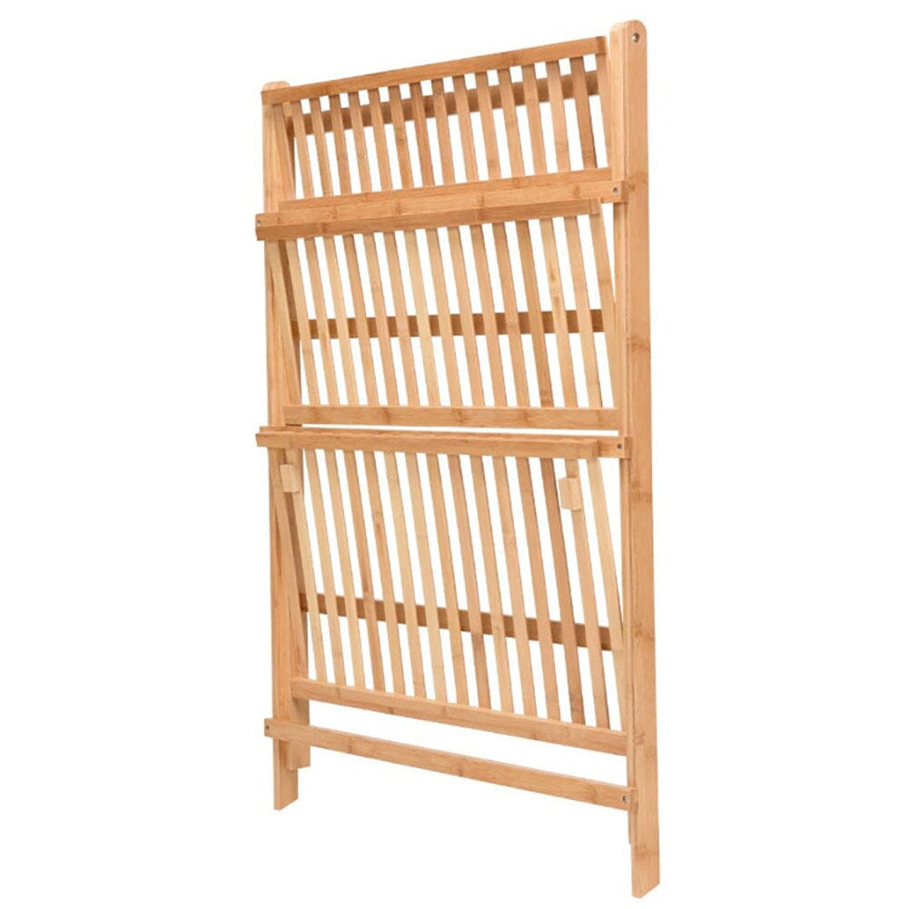 3-Tier Foldable Plant Stand Wooden Ladder Shelf Natural/White Living and Home