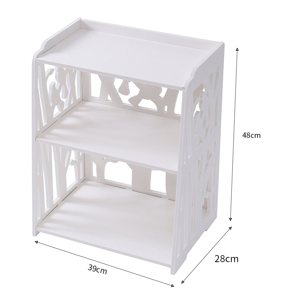 Bird Hollow Pattern End Table 3 Shelves Wooden Bedside Nightstand End Tables Living and Home