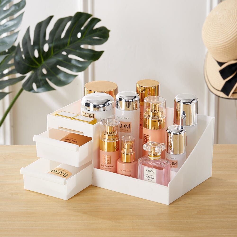 25.2cm W White Multi-Purpose Makeup Storage Box Drawers Organizer Makeup Organizers Living and Home