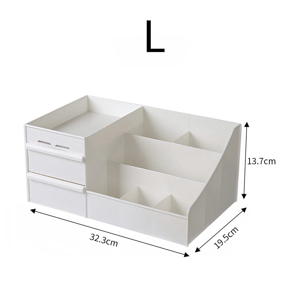 32.3cm W White Plastic Storage Box with Drawers for Makeup Makeup Organizers Living and Home