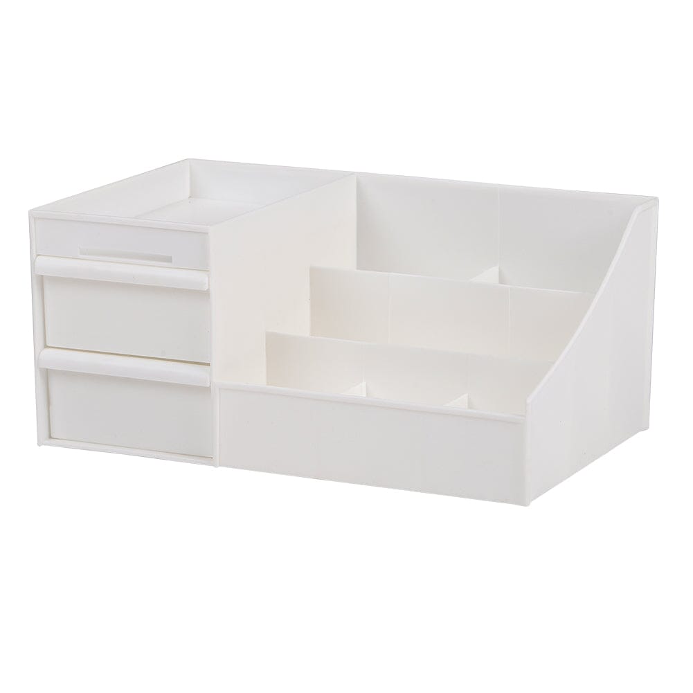 32.3cm W White Plastic Storage Box with Drawers for Makeup Makeup Organizers Living and Home