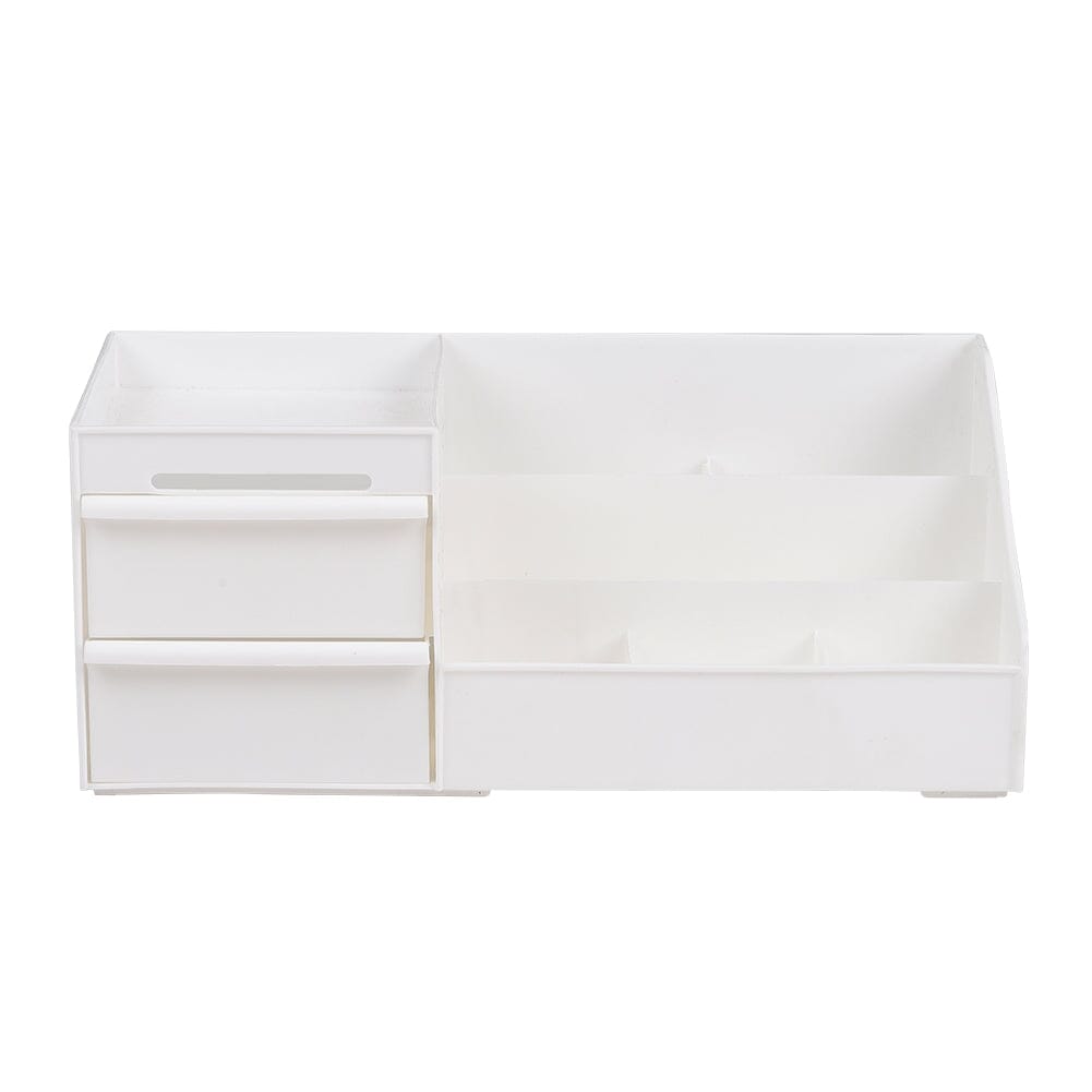 32.3cm W White Plastic Storage Box with Drawers for Makeup Makeup Organizers Living and Home