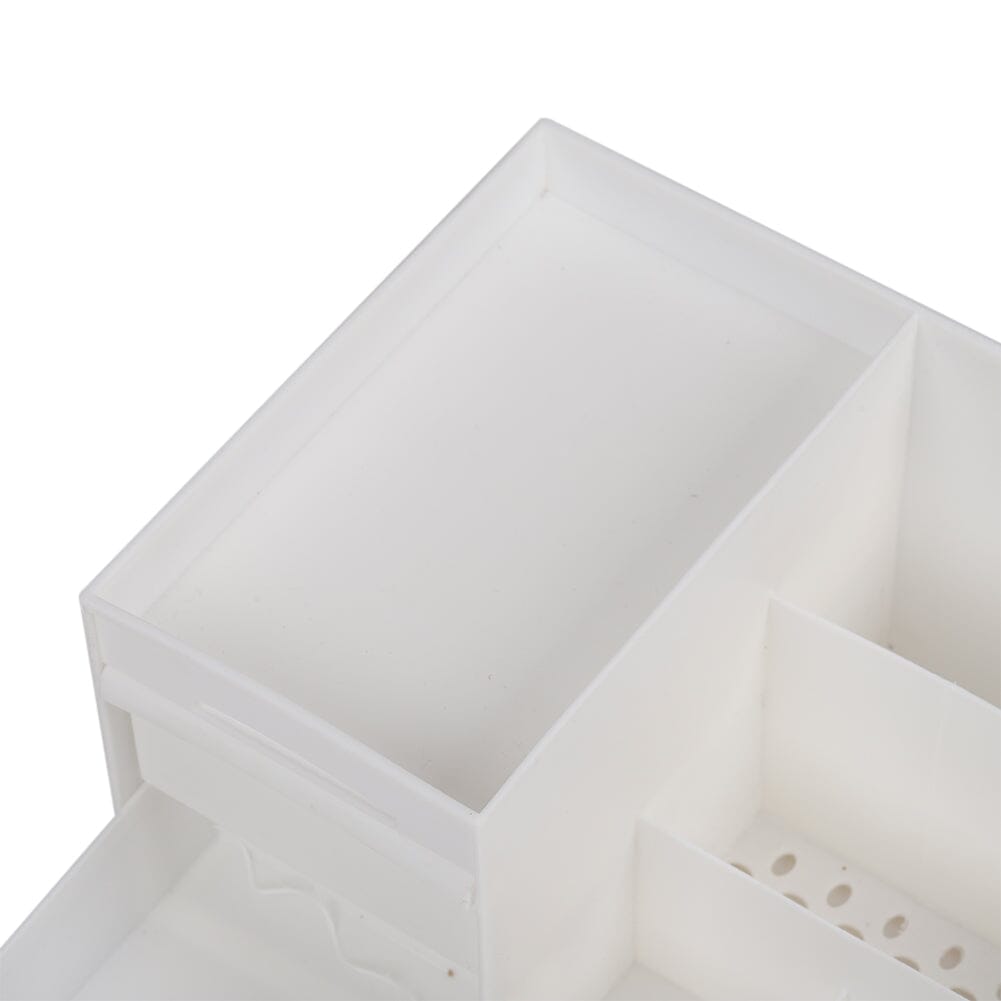 32.3cm W White Plastic Storage Box with Drawers for Makeup Makeup Organizers Living and Home